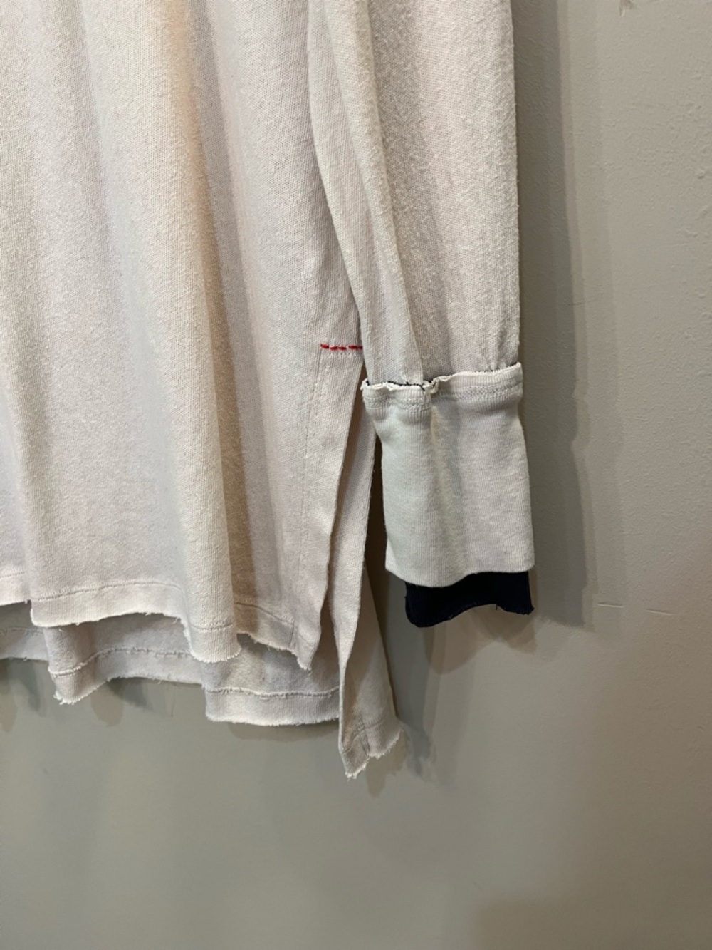 Free People embroidered bird, shell Henley tunic, slub knit, oversized Medium - Picture 5 of 9
